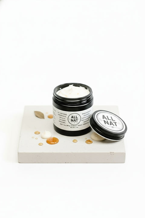AllNat Whipped Tallow and Manuka Honey Cream for dry and sensitive skin, product photo on white background.